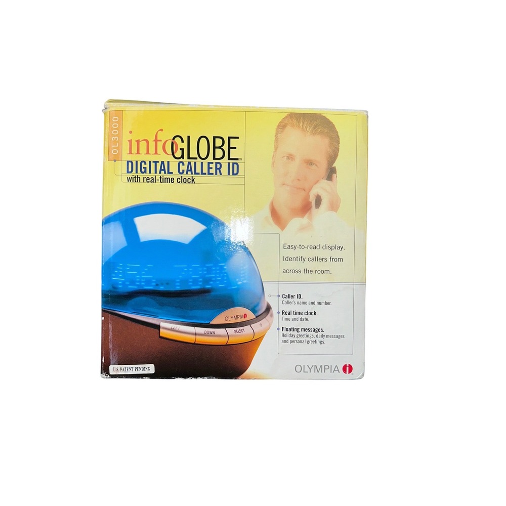 Olympia InfoGlobe OL3000 Digital Caller ID Floating LED Message Clock Blue Globe